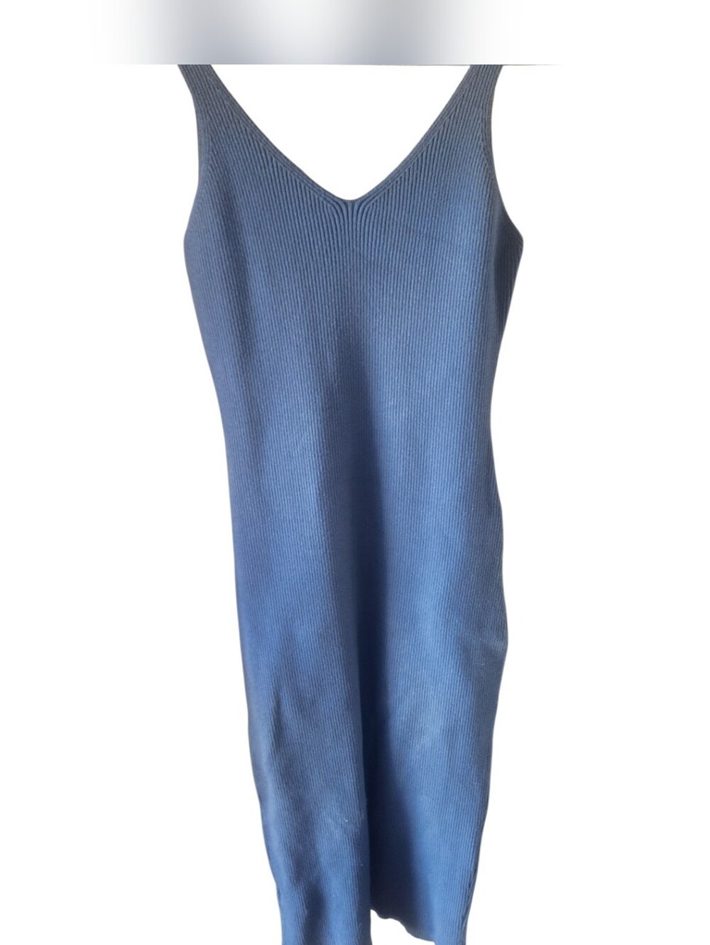 Lulus Beauty in Simplicity Blue Ribbed Bodycon Midi Dress Size L